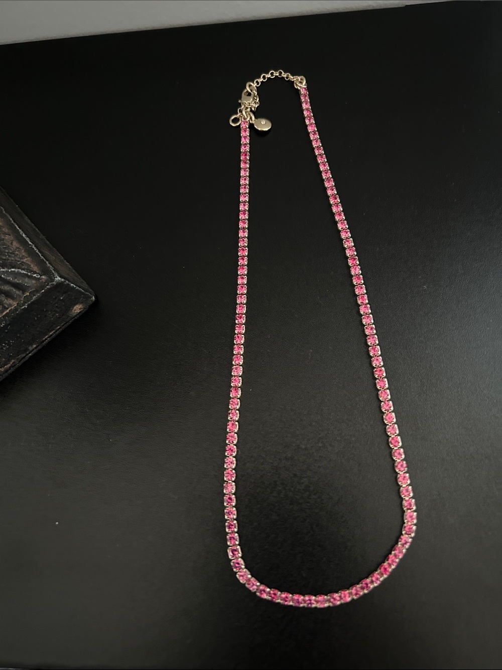 J. Crew Pink Crystal Tennis Necklace